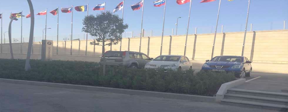 INSTALLATION OF FLAGS AT NATIONAL GYMNASTICS ARENA